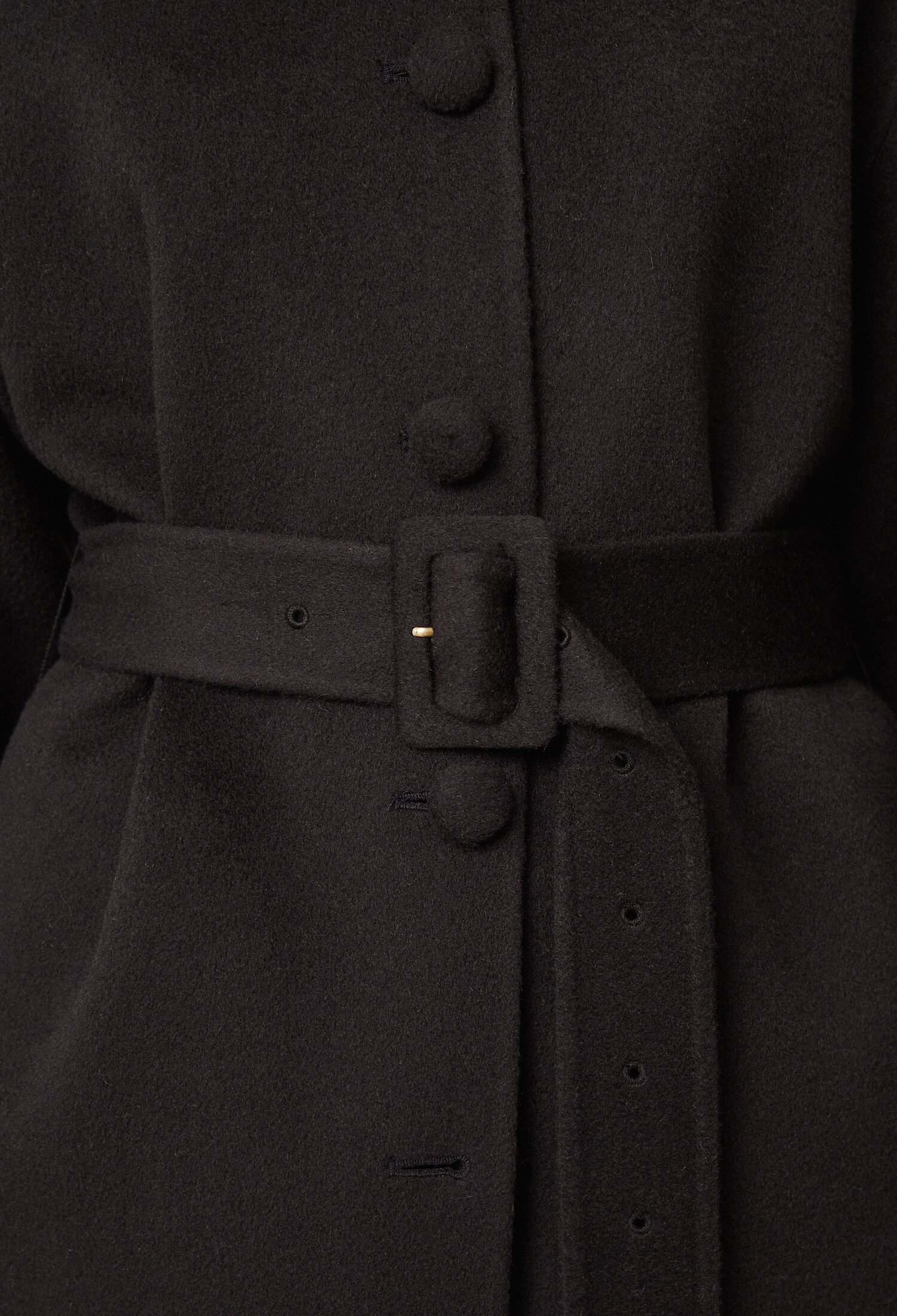 울 와이드 롱 슬리브 벨티드 코트 (DARK GREY)