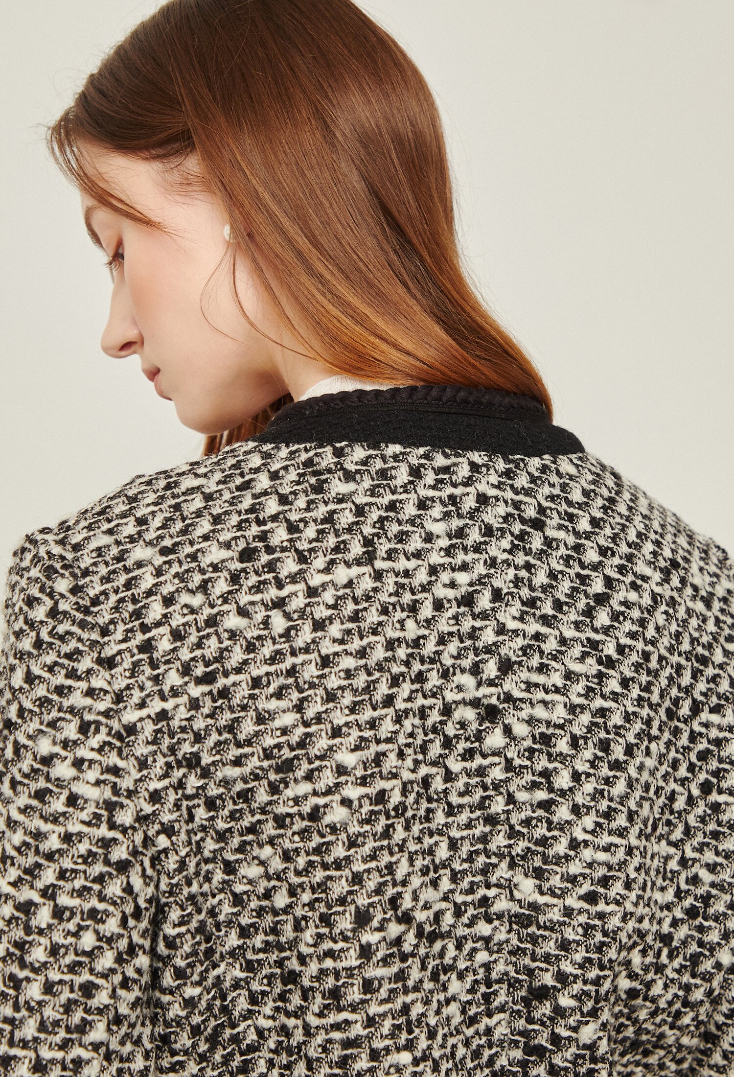 울 트위드 배색 재킷 (BLACK)