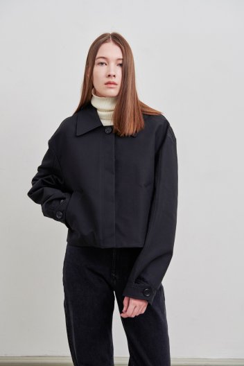 TRENCH SHORT COAT (BLACK)