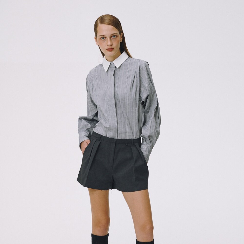 SOFT TEXTURE VOLUME SHIRT (GRAYBLUE)