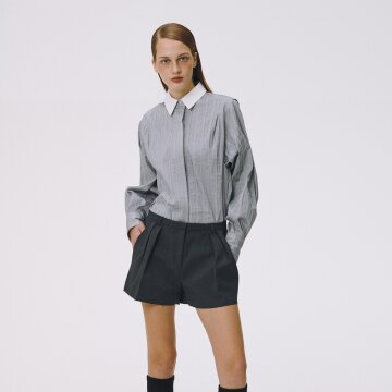 SOFT TEXTURE VOLUME SHIRT (GRAYBLUE)