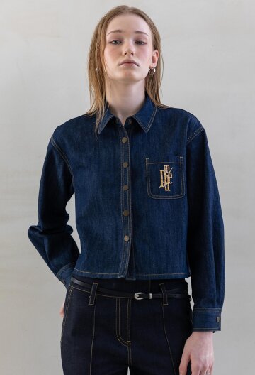 CHUNKY COTTON DENIM CROP SHIRT