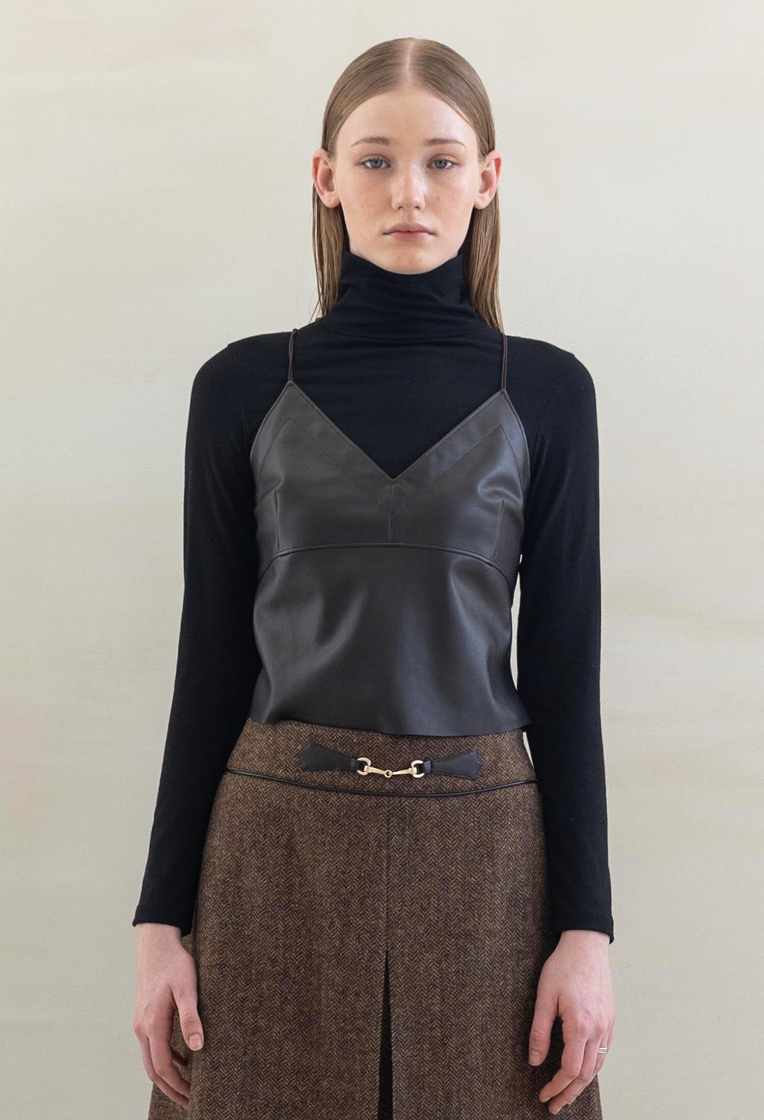 LEATHER BUSTIER CROP TOP