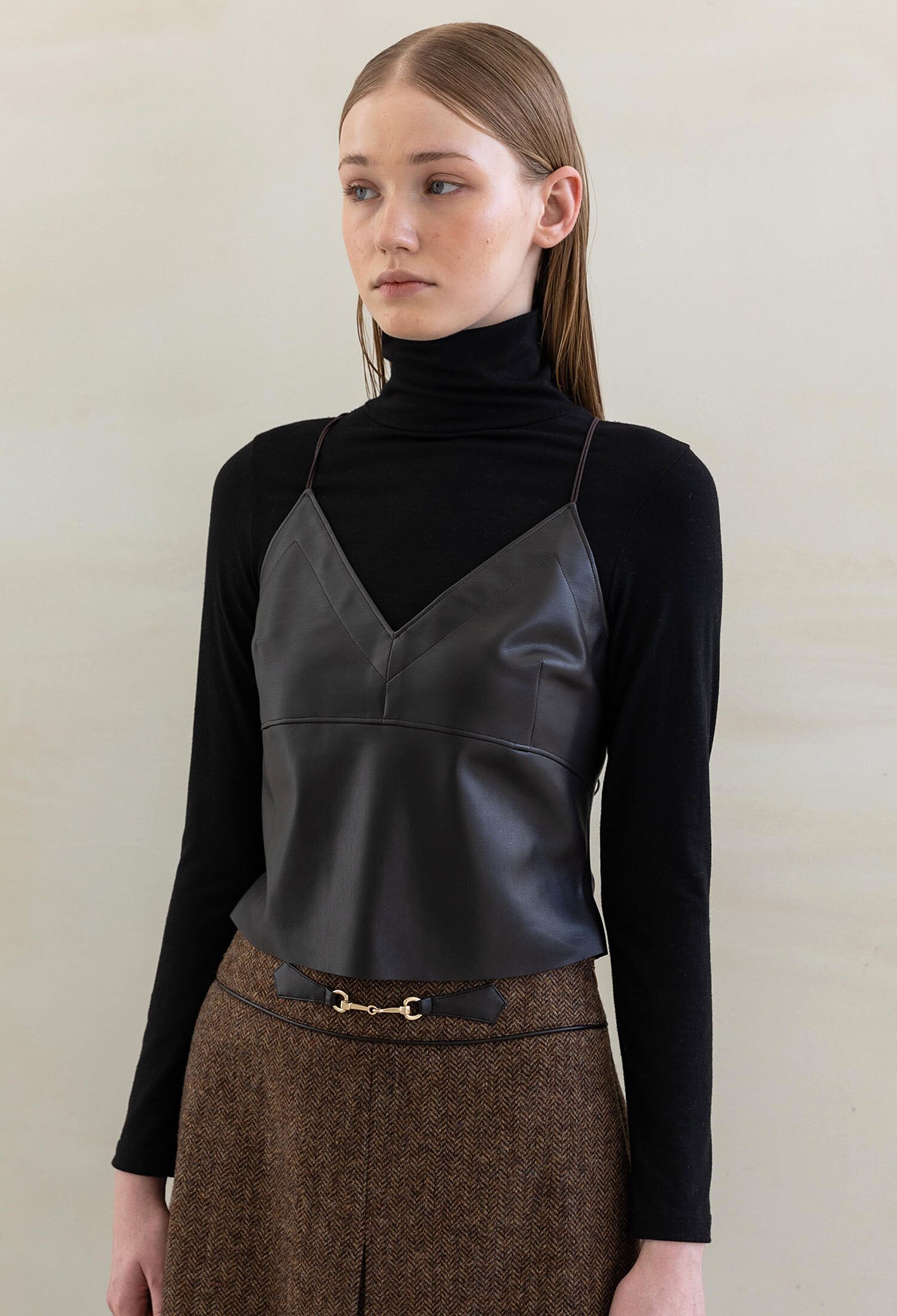 LEATHER BUSTIER CROP TOP