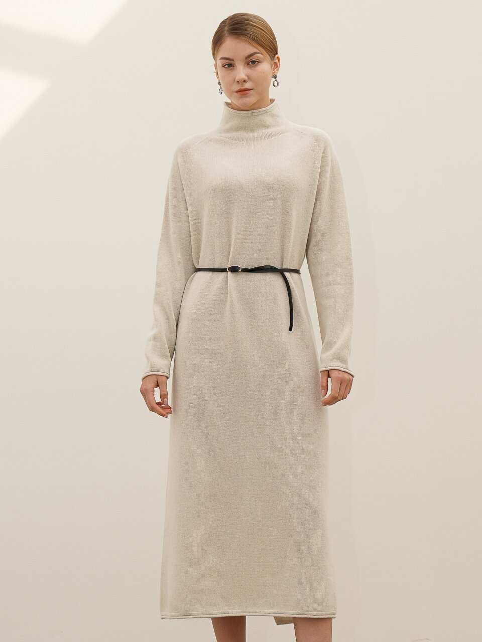 High-neck Cashmere Knit Dress _Mint