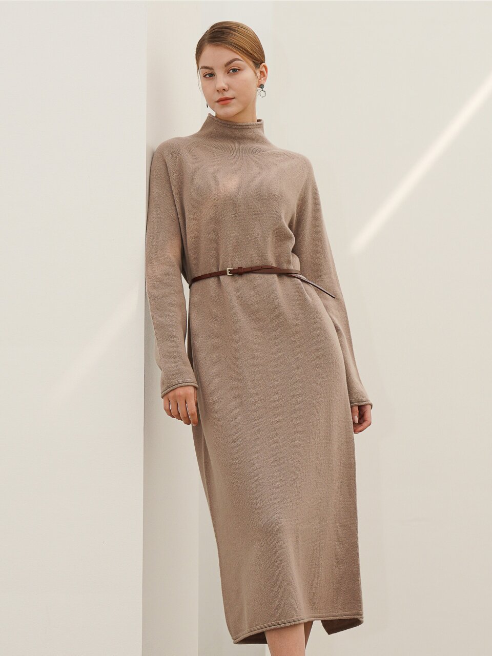 High-neck Cashmere Knit Dress _Mint