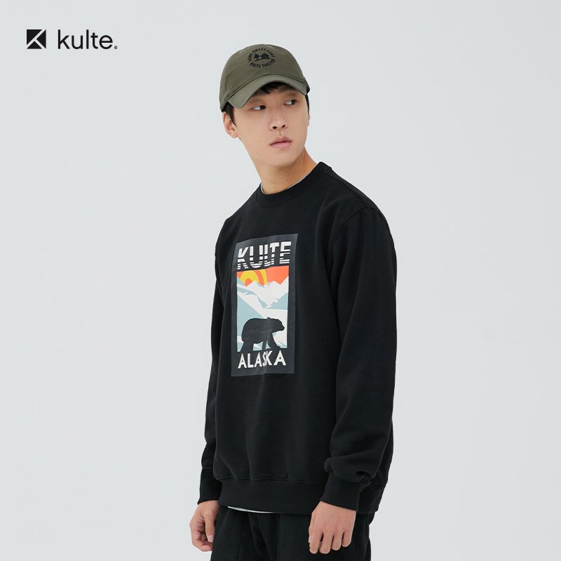016 알래스카 크루넥 맨투맨 블랙