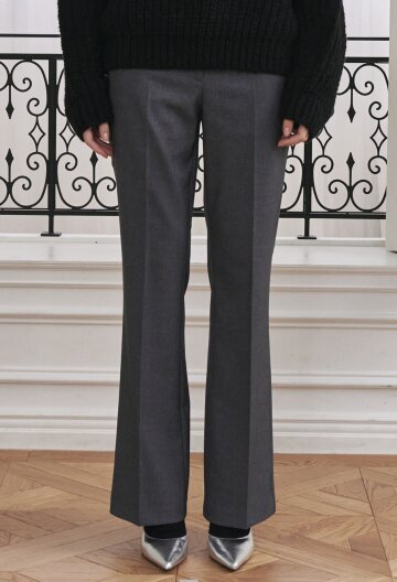 Highwaist Semi Bootcut Pants - Gray