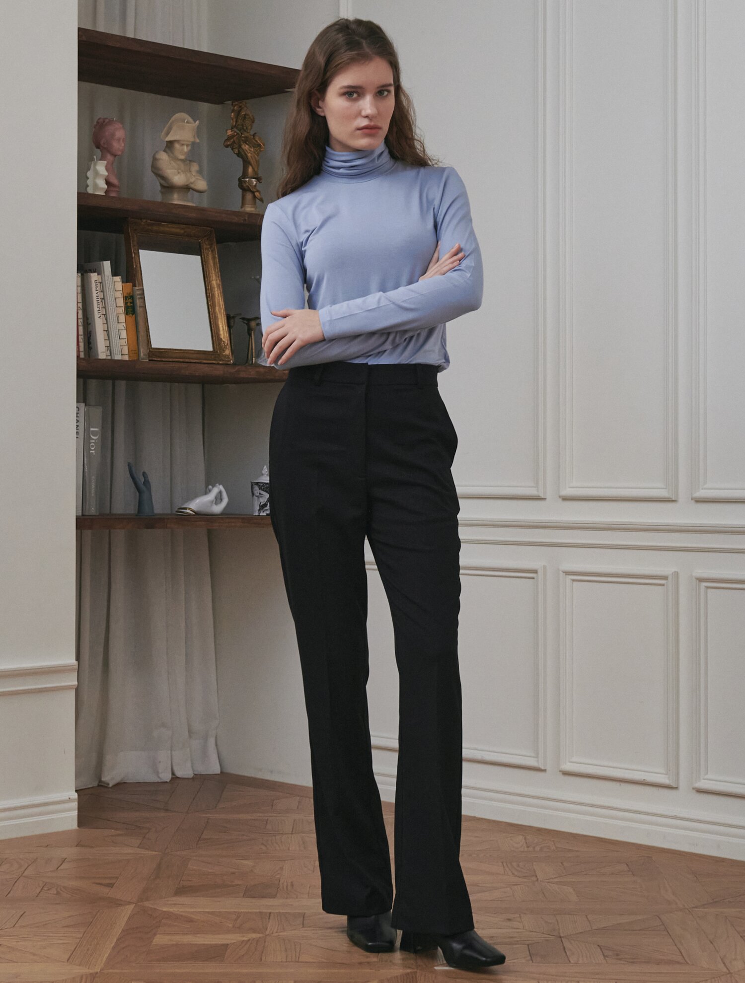 Slim Fit Turtleneck T-Shirt - Sky Blue