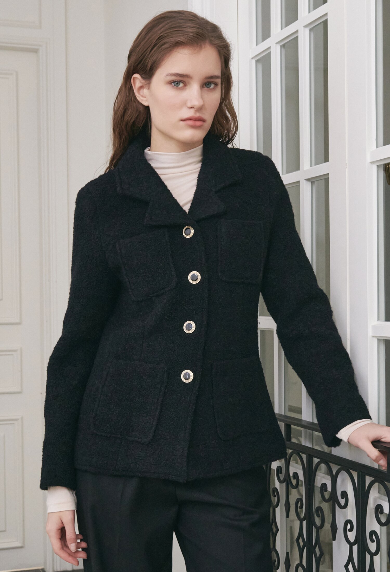 Boucle Wool Jacket - Black