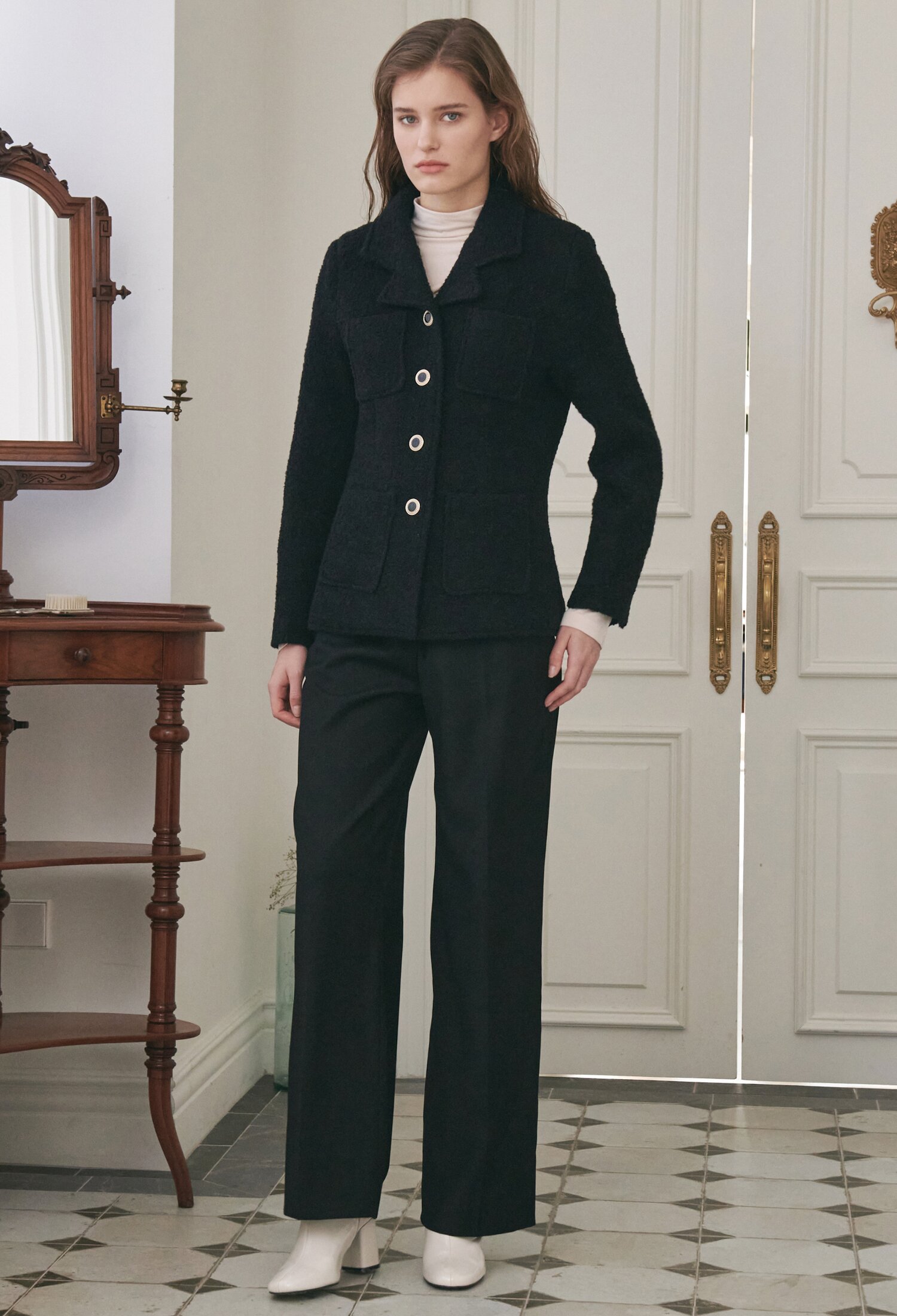Boucle Wool Jacket - Black