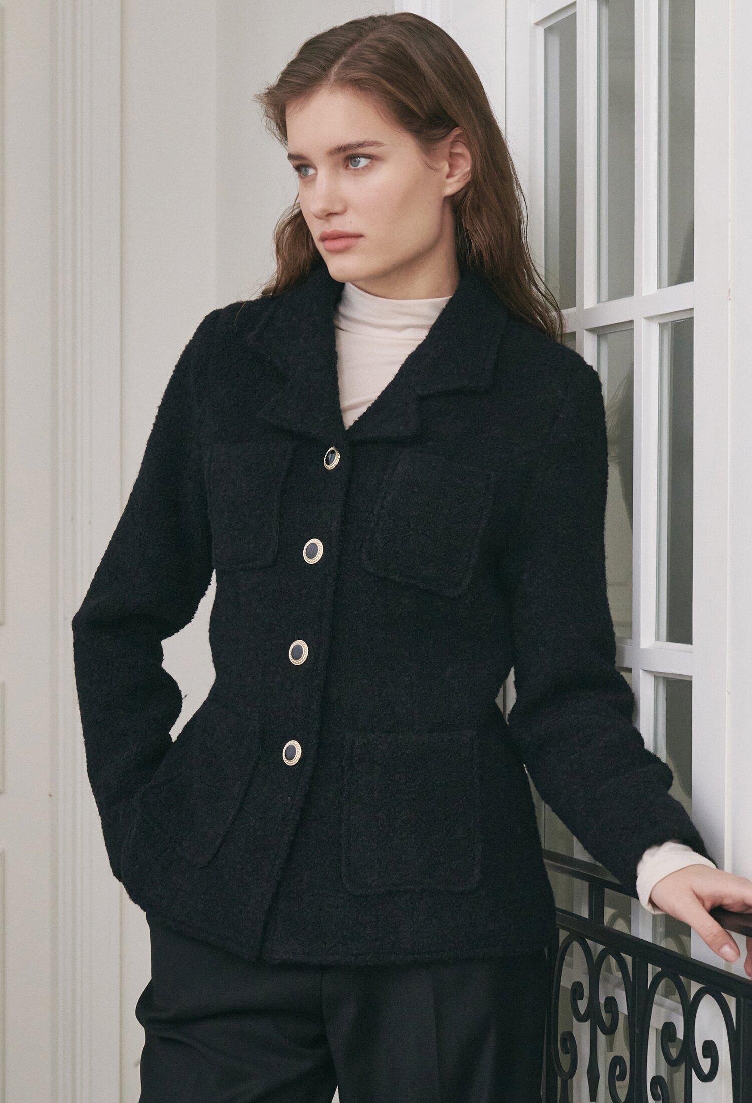 Boucle Wool Jacket - Black