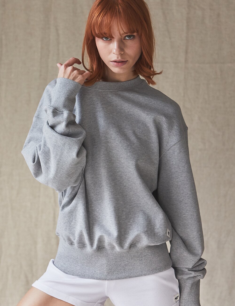 246 PATCH LOGO SWEATSHIRT_MELANGE GRAY MS005