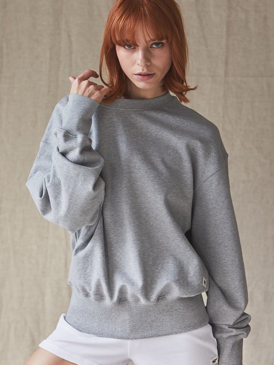 246 PATCH LOGO SWEATSHIRT_MELANGE GRAY MS005