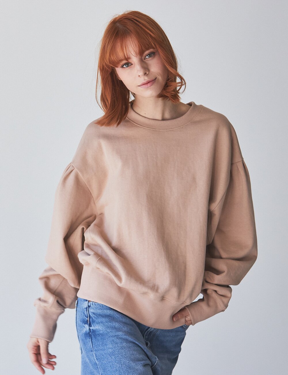 246 PUFF SWEATSHIRT_SAND BROWN MS007