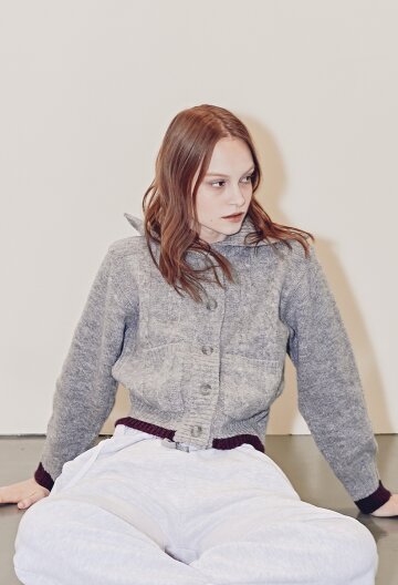 알파카 립 디테일 가디건