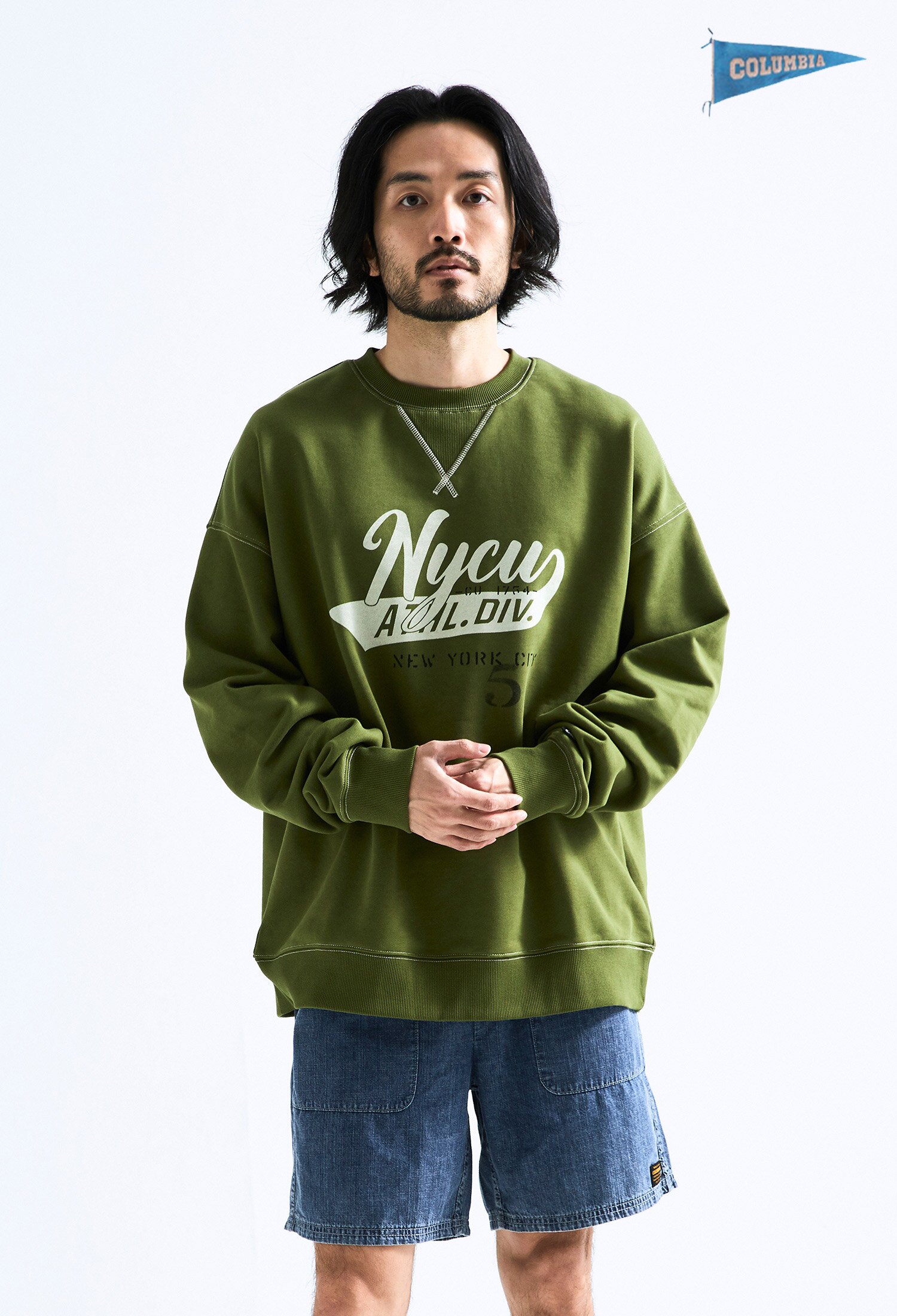 NYCU ATHL.DIV. LOGO TERRY SWEATSHIRTS 올리브