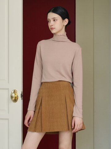 코듀로이 턱 미니 스커트 카멜 [T43]