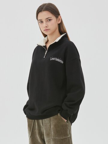 ZIP UP NAPPING SWEAT SHIRT BLACK