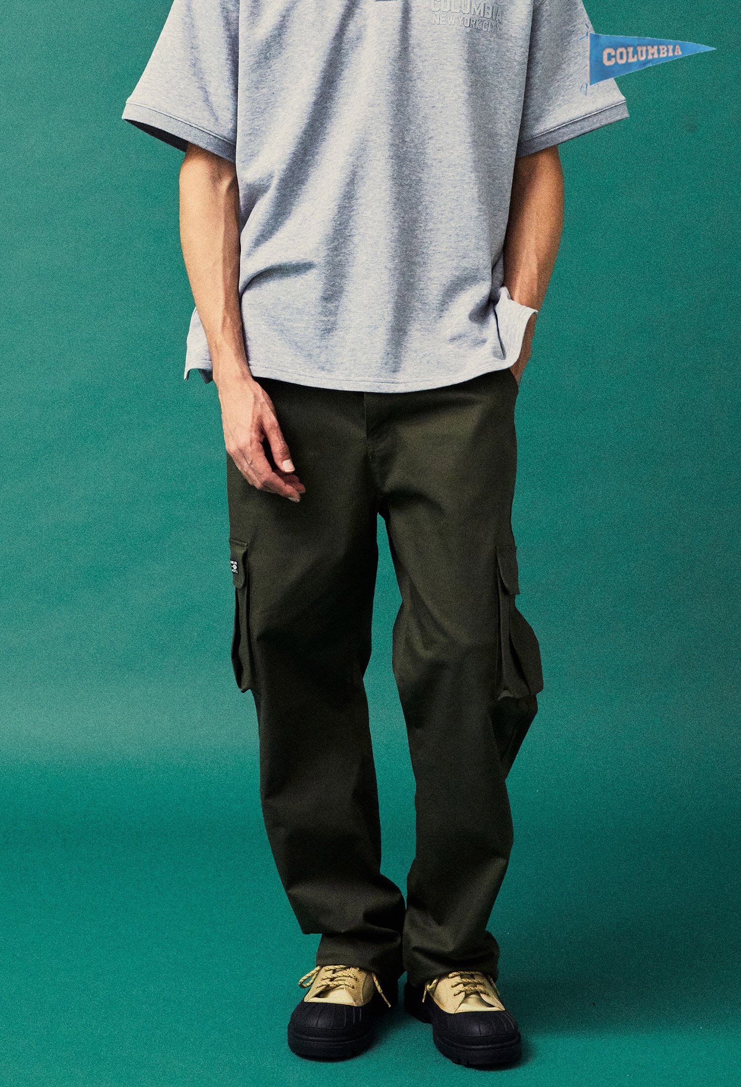NYC LABEL CP MULTI POCKET LOOSE FIT PANTS 다크카키