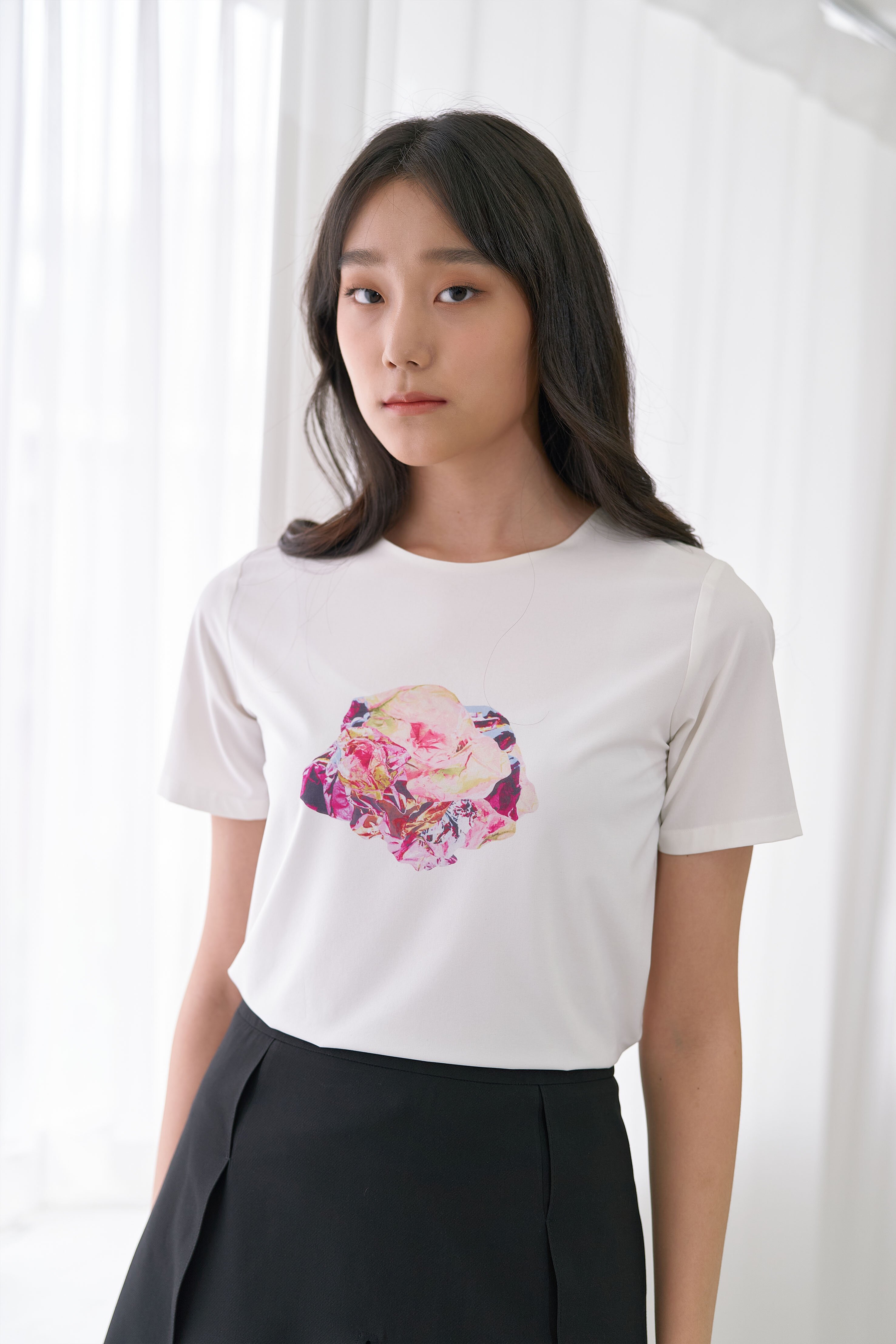 화이트 플라워 블라우스