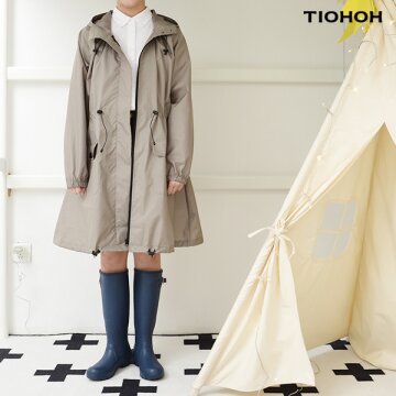 TIOHOH 프리미엄 무지 레인코트 여성용 여행 골프 휴대용 우비 Free size