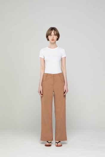 Straight fit pants -Beige