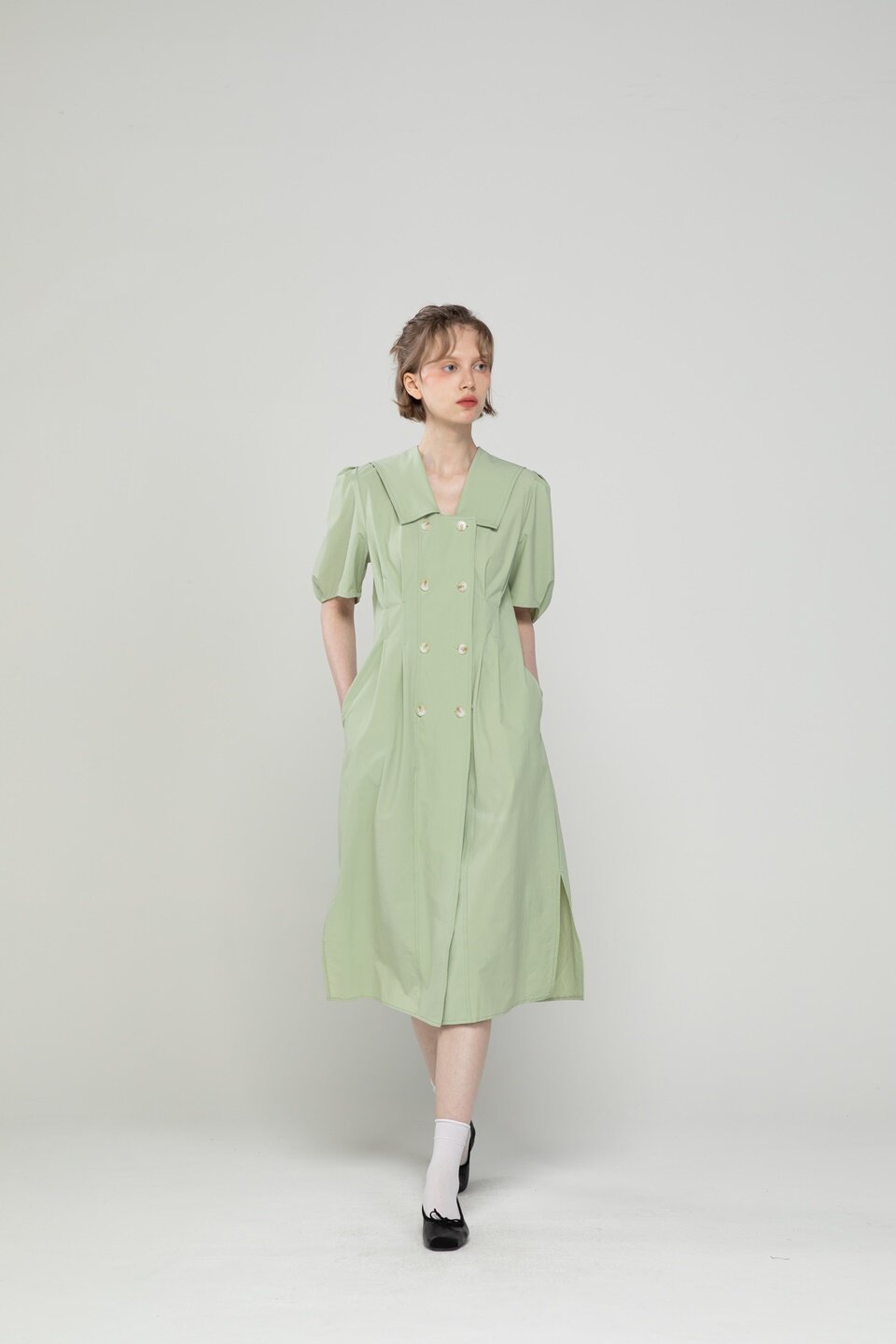 Double-button dress - Mint
