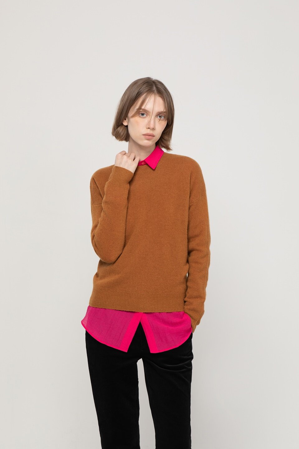 Wool blended knitwear - Camel