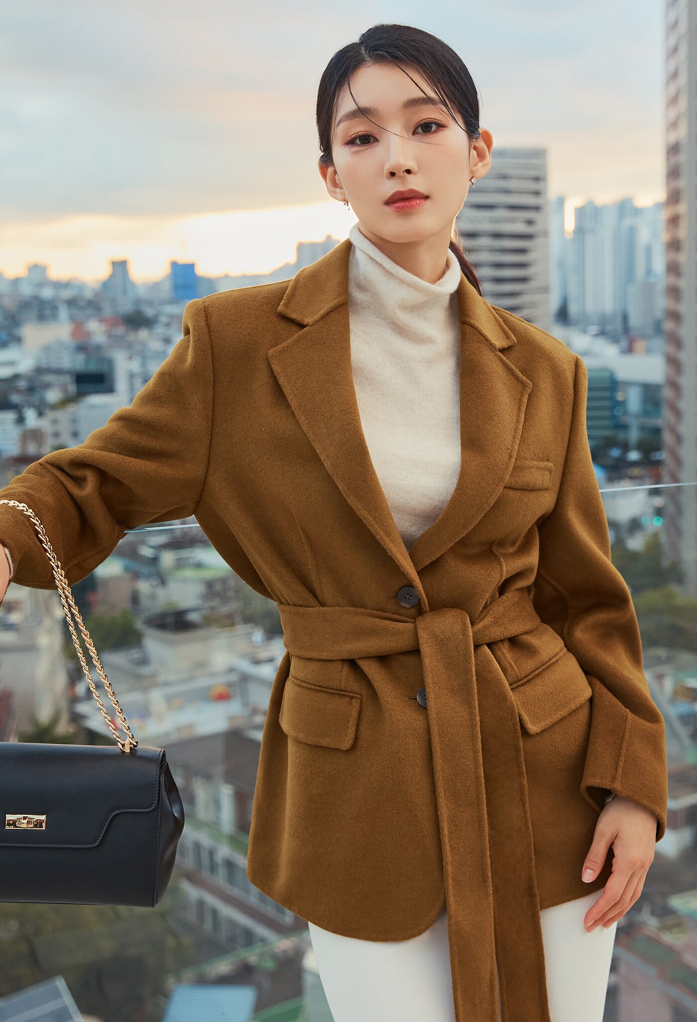 Handmade wool half coat - Camel Brown