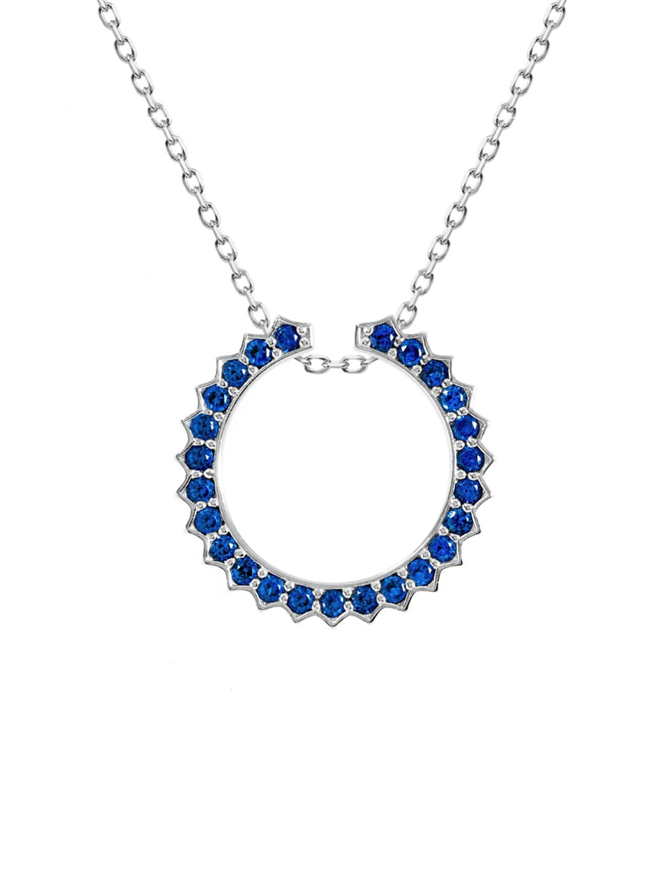 Solar Circle Sapphire Necklace ( S925 )