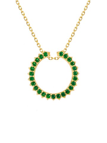 Solar Circle Emerald Necklace ( S925 )