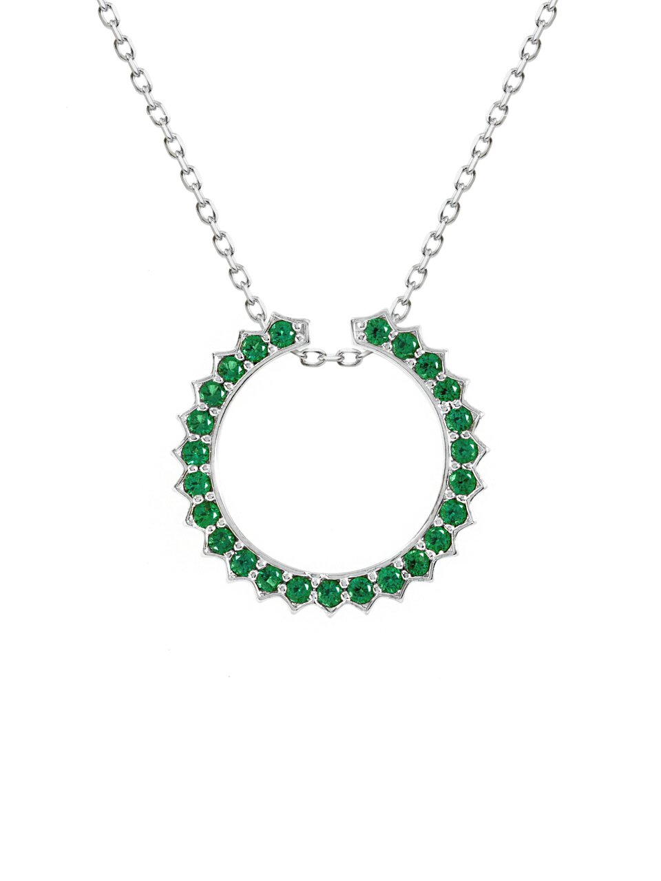 Solar Circle Emerald Necklace ( S925 )