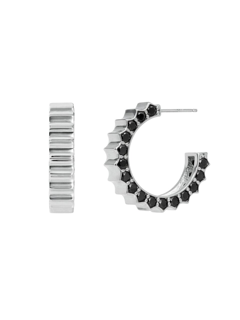 Solar Circle Black Earrings ( S925 )