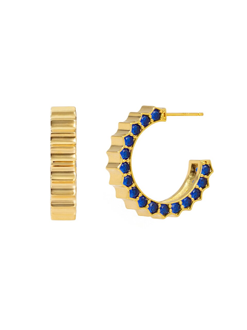 Solar Circle Sapphire Earrings ( S925 )