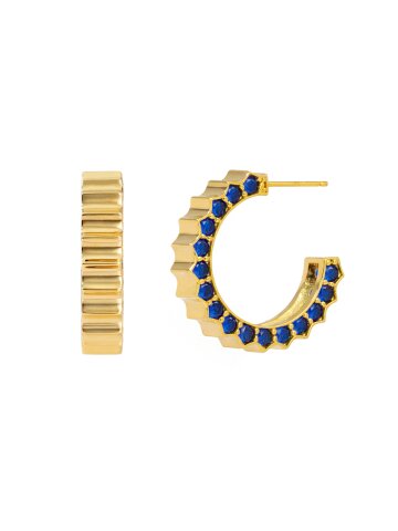 Solar Circle Sapphire Earrings ( S925 )