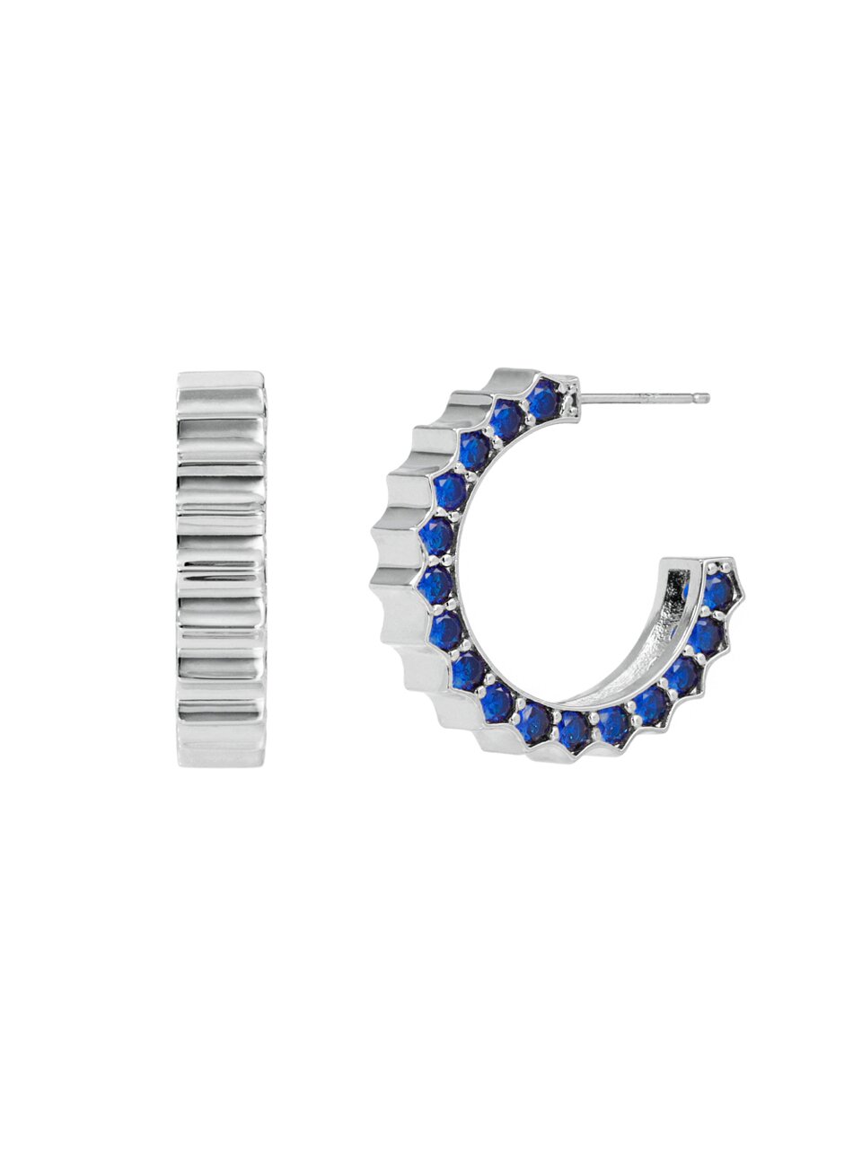 Solar Circle Sapphire Earrings ( S925 )