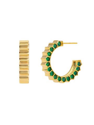 Solar Circle Emerald Earrings ( S925 )