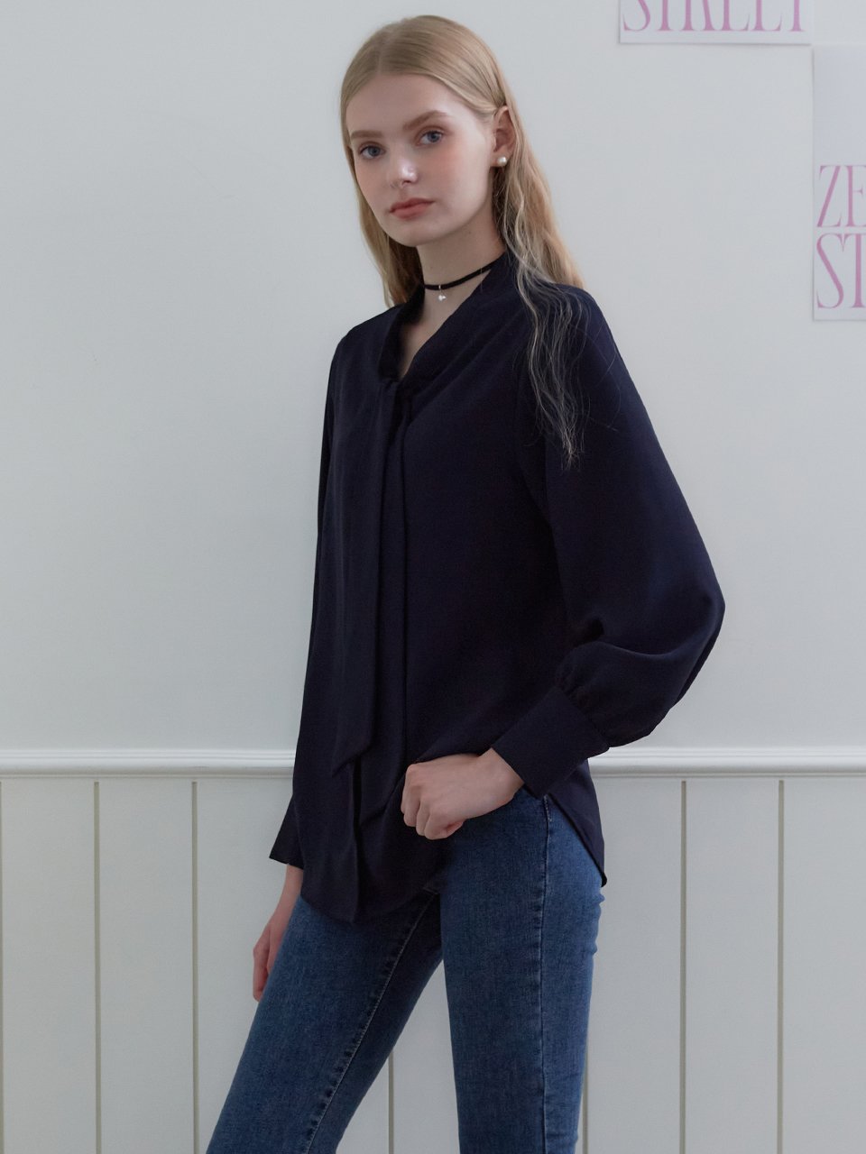 [10컬러] 타이 블라우스