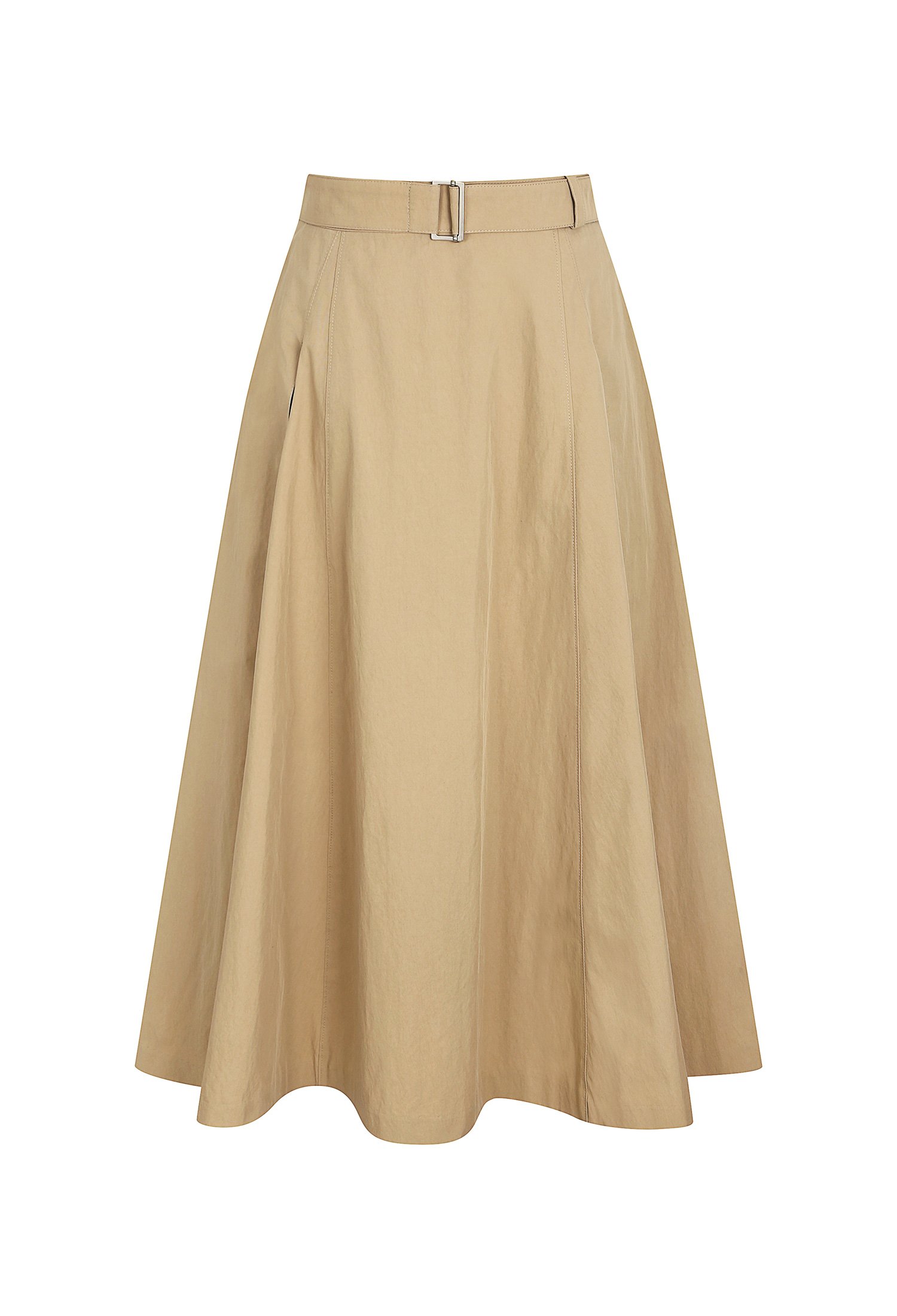 백 밴딩 A라인 플레어 스커트 (BEIGE)