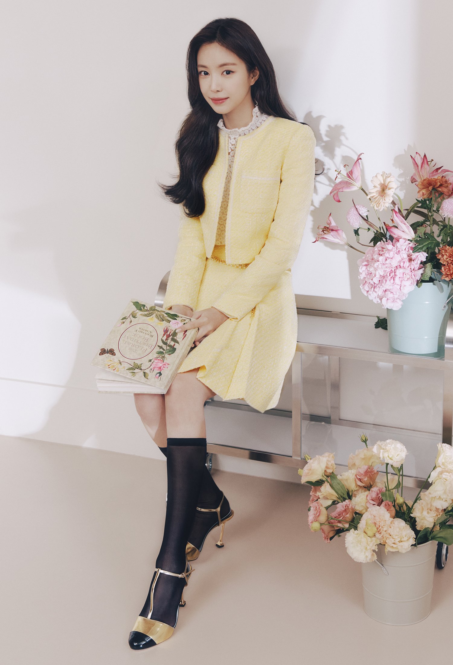 턱 디테일 미니 트위드 스커트 (YELLOW)