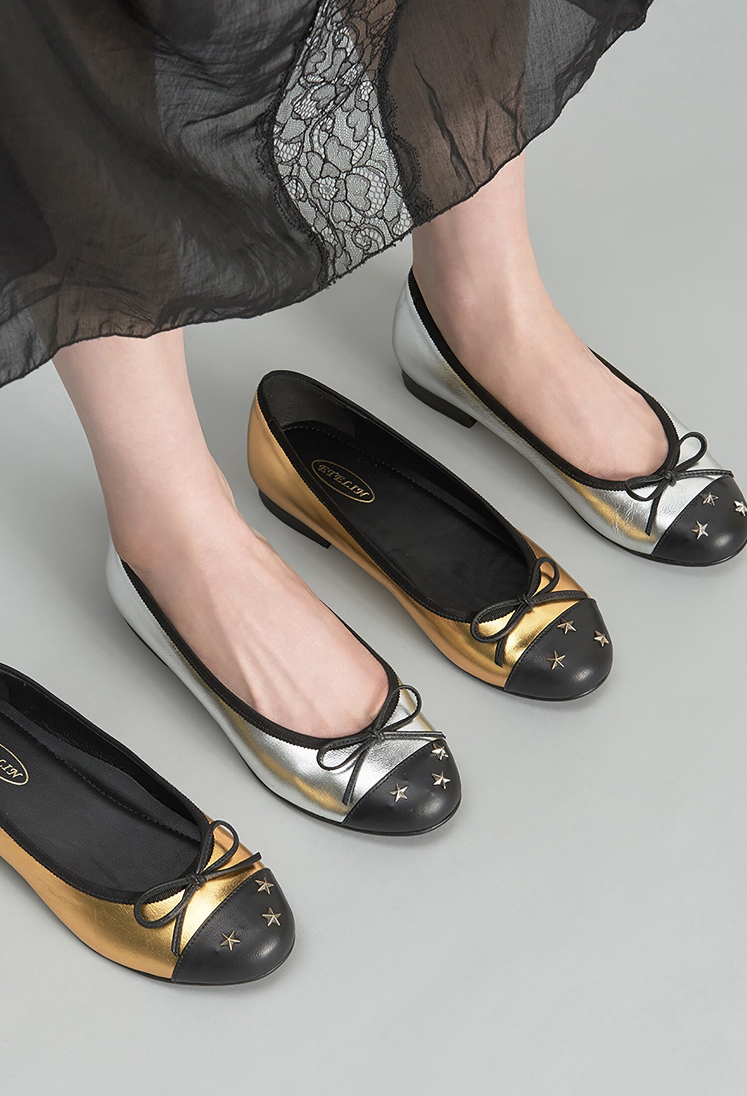 Bon Bon Chic Flat Shoes - Silver star