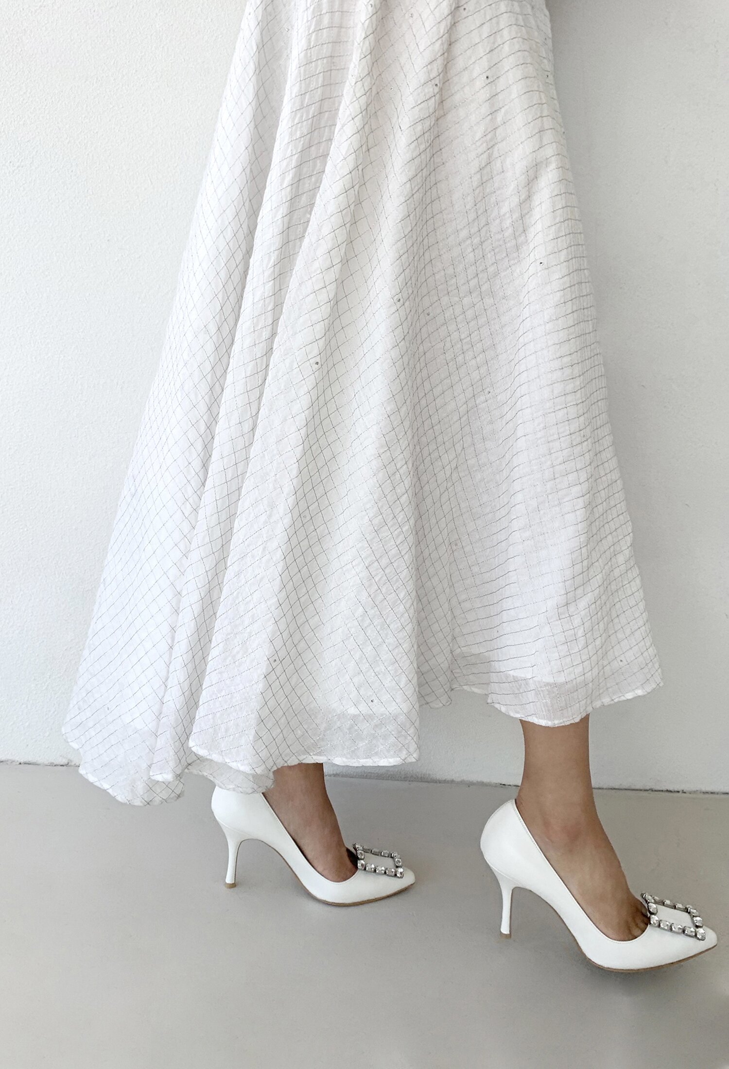 Fady Cube White Pumps (5,7,9cm)