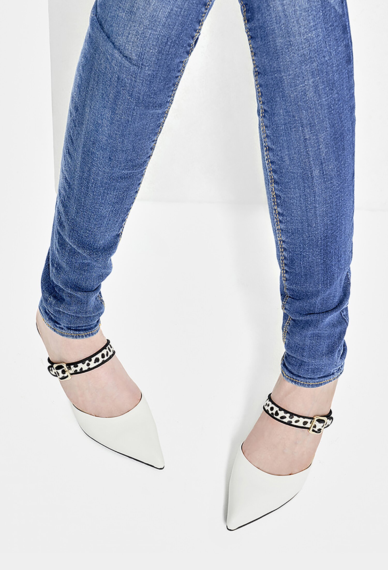 White Fever strap heels