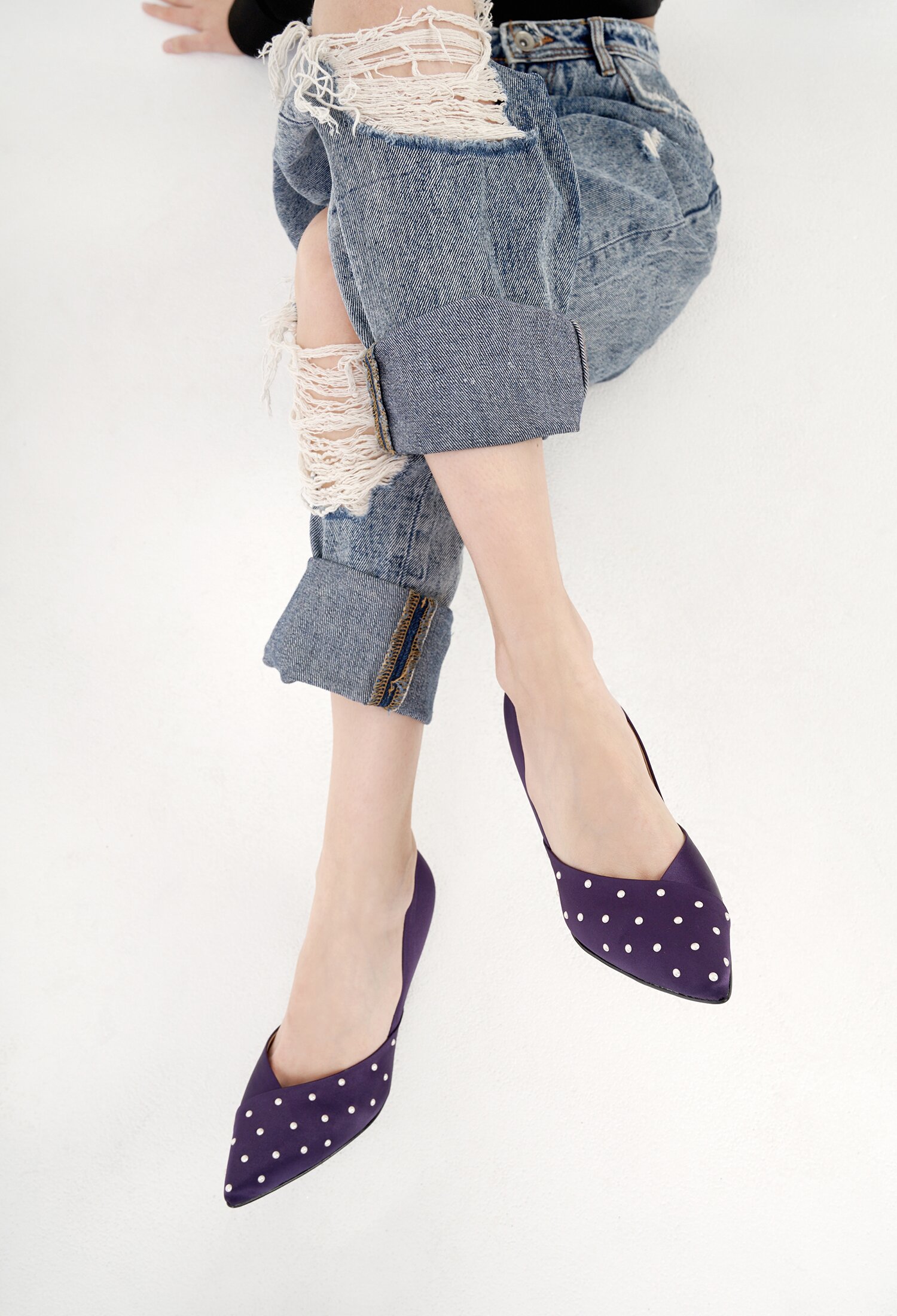 Luna Pearl on the Satin Stilettos Purple 5,7,9cm