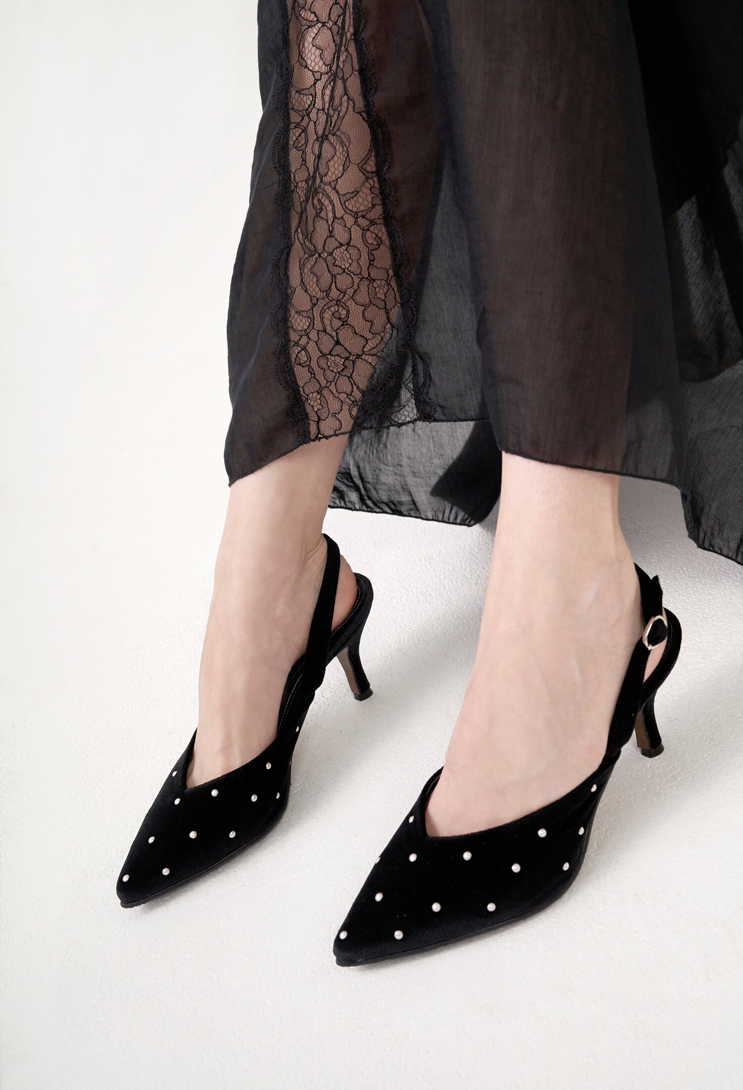 Etoile Mules Slingback Leather Black (5,7cm)