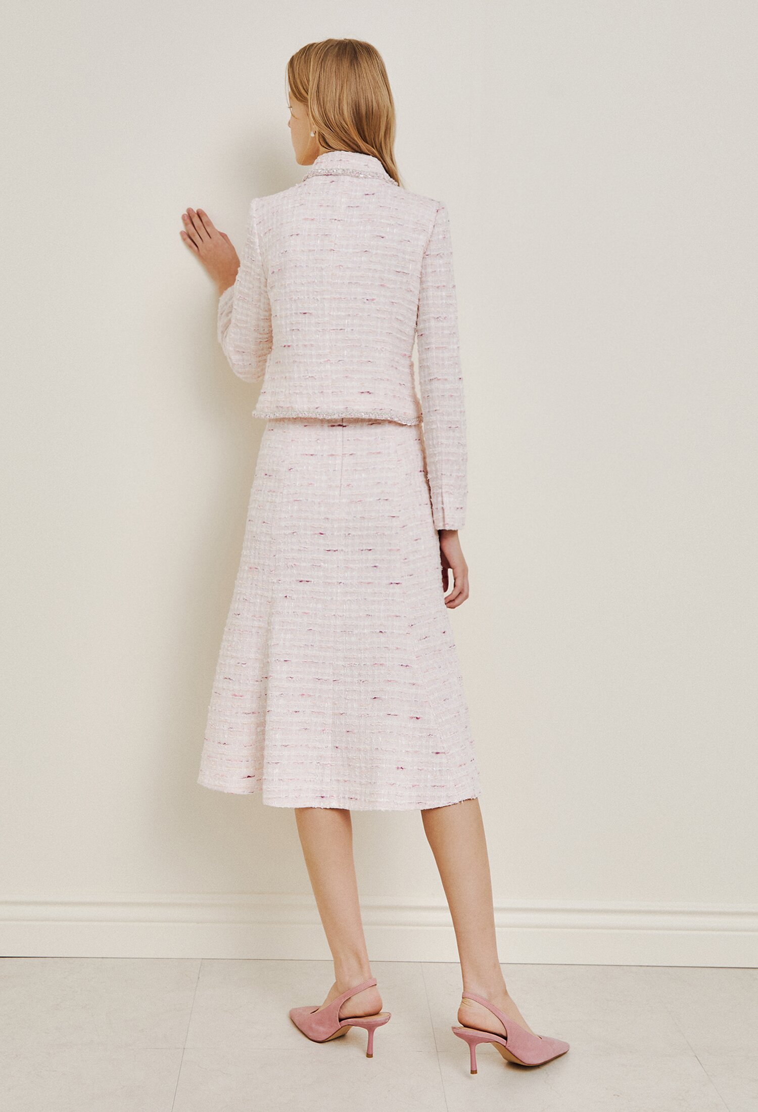 트위드 글리터 브레이드 크롭 재킷 (PINK)