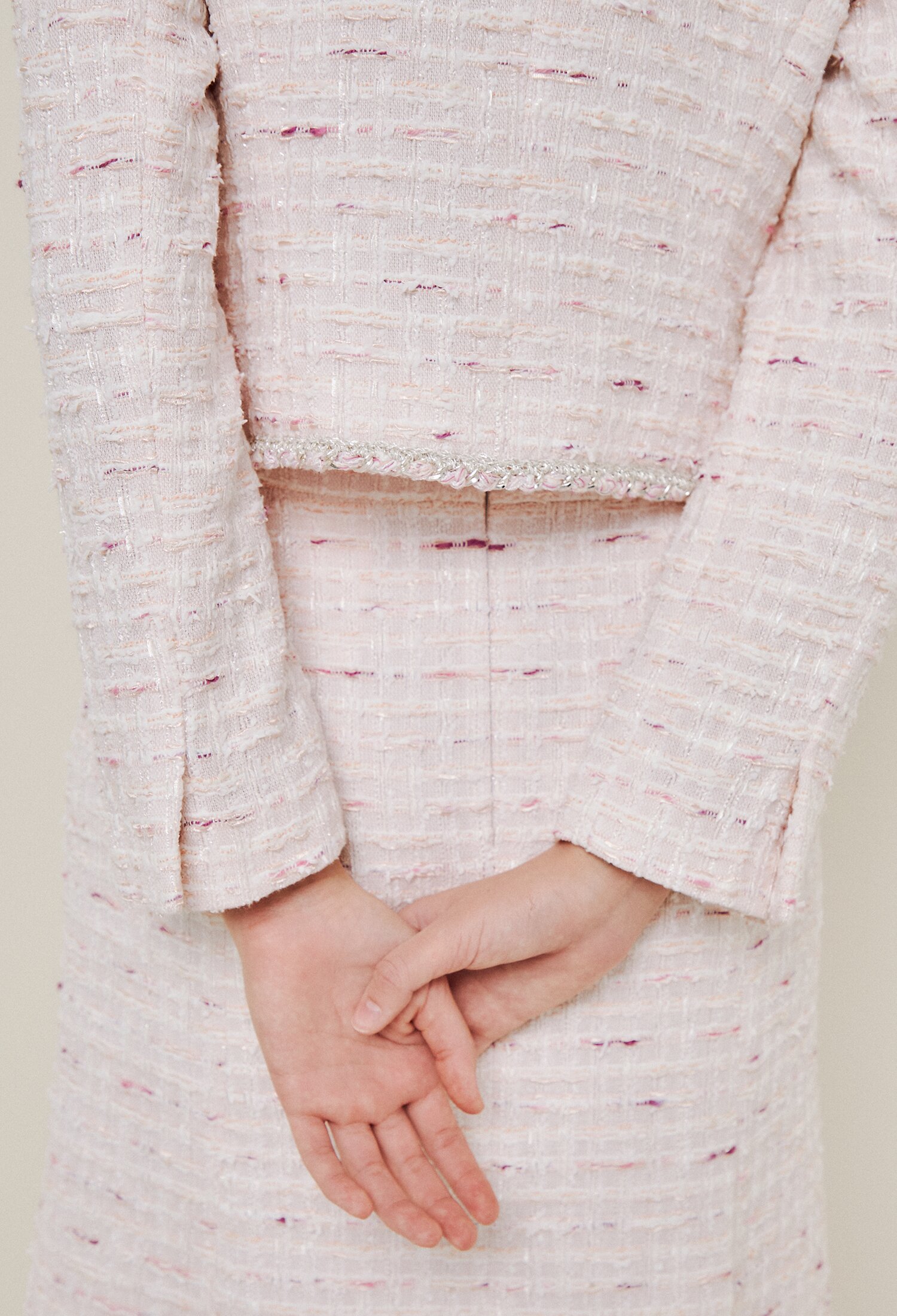 트위드 글리터 브레이드 크롭 재킷 (PINK)