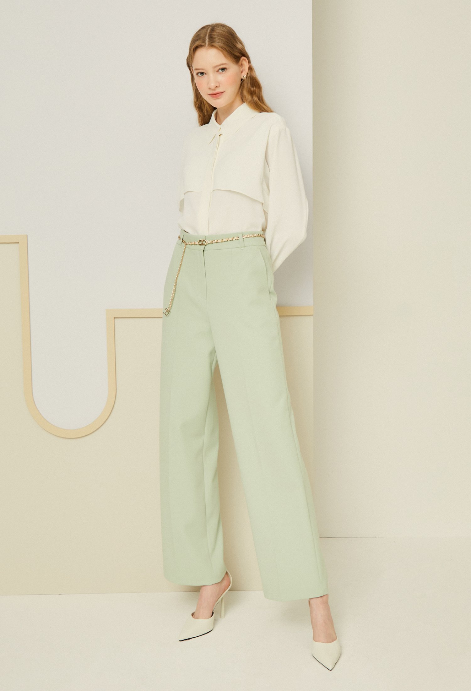 롱 와이드 팬츠 (LIGHT GREEN)