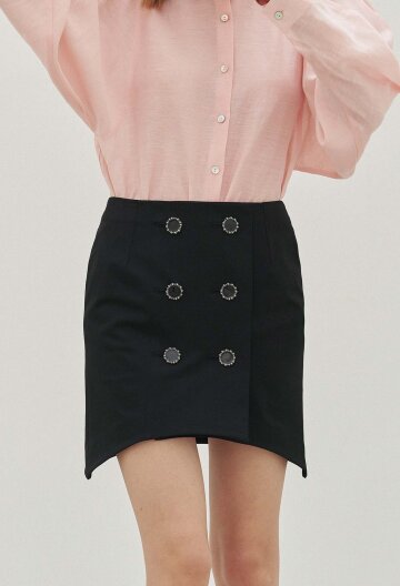 Estel Double Button Wool Miniskirt (Black)